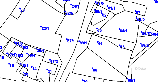 Parcela st. 89/1 v KÚ Velká Javorská, Katastrální mapa