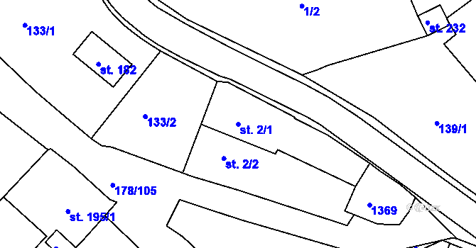 Parcela st. 2/1 v KÚ Velká Jesenice, Katastrální mapa