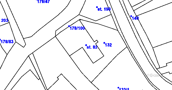 Parcela st. 82 v KÚ Velká Jesenice, Katastrální mapa