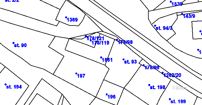Parcela st. 92 v KÚ Velká Jesenice, Katastrální mapa