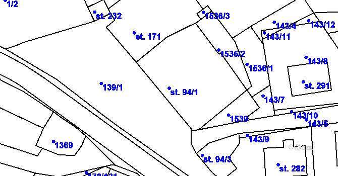 Parcela st. 94/1 v KÚ Velká Jesenice, Katastrální mapa
