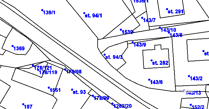 Parcela st. 94/3 v KÚ Velká Jesenice, Katastrální mapa