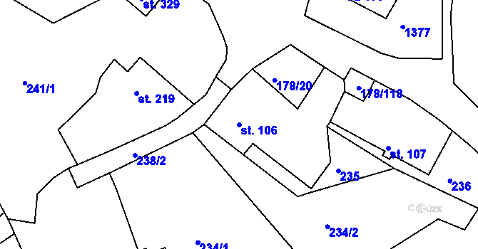 Parcela st. 106 v KÚ Velká Jesenice, Katastrální mapa