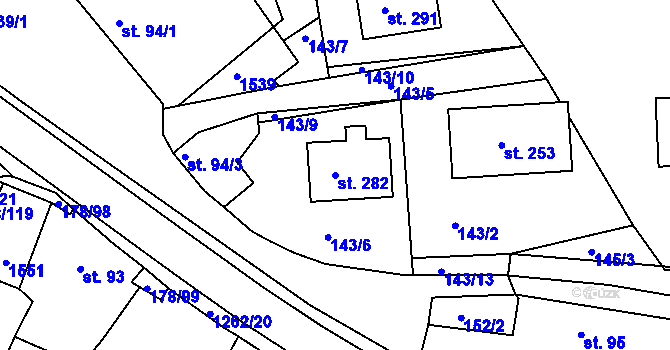 Parcela st. 282 v KÚ Velká Jesenice, Katastrální mapa