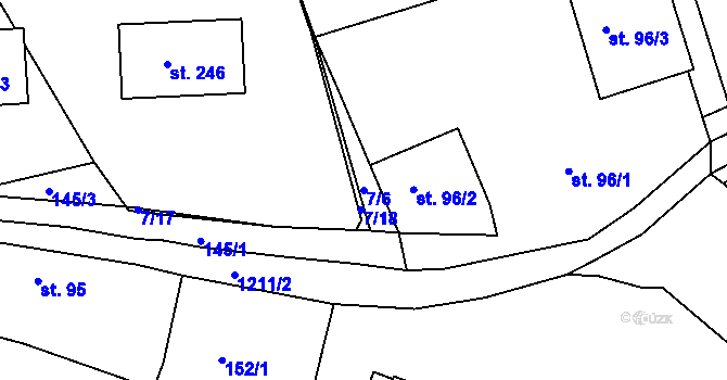 Parcela st. 7/6 v KÚ Velká Jesenice, Katastrální mapa
