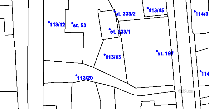 Parcela st. 113/13 v KÚ Velká Jesenice, Katastrální mapa
