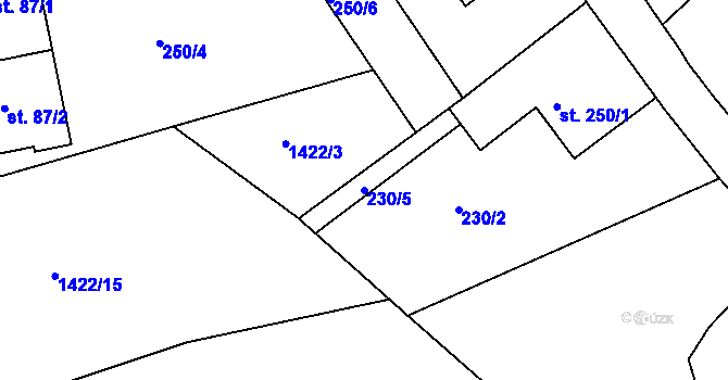 Parcela st. 230/5 v KÚ Velká Jesenice, Katastrální mapa