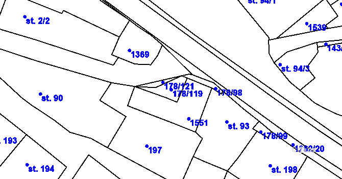Parcela st. 178/119 v KÚ Velká Jesenice, Katastrální mapa