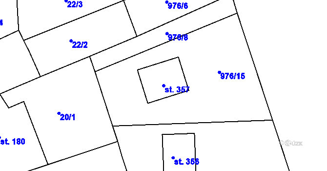 Parcela st. 357 v KÚ Velká Jesenice, Katastrální mapa