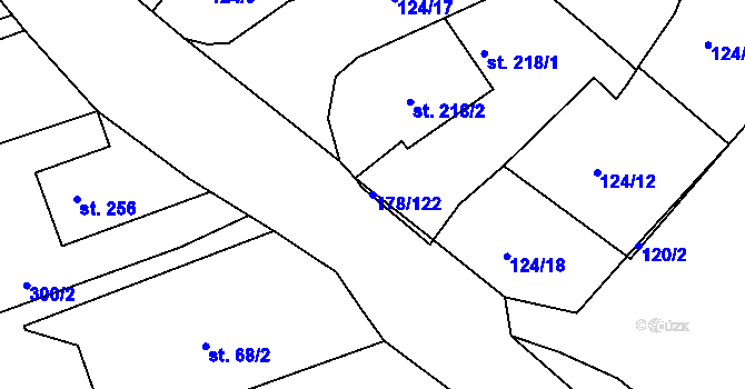 Parcela st. 178/122 v KÚ Velká Jesenice, Katastrální mapa
