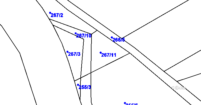 Parcela st. 267/11 v KÚ Veselice nad Metují, Katastrální mapa