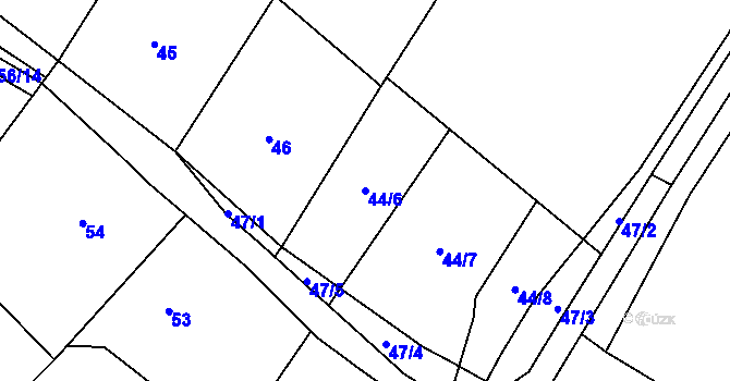 Parcela st. 44/6 v KÚ Veselice nad Metují, Katastrální mapa