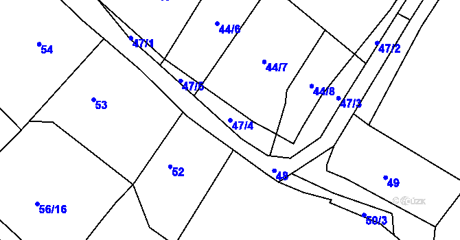Parcela st. 47/4 v KÚ Veselice nad Metují, Katastrální mapa