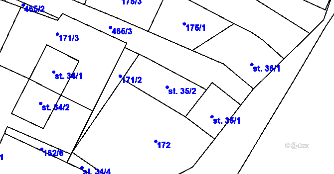 Parcela st. 35/2 v KÚ Fojtova Kraš, Katastrální mapa