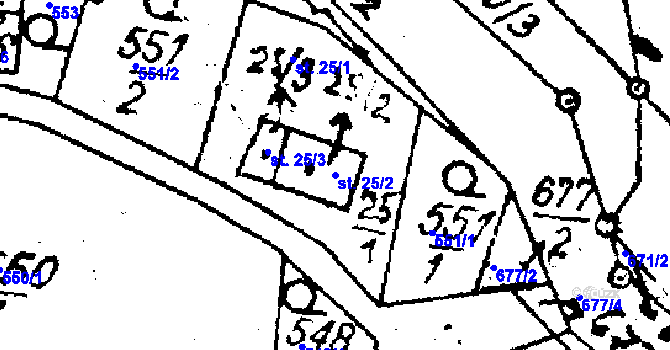 Parcela st. 25/2 v KÚ Hukovice u Velké Kraše, Katastrální mapa