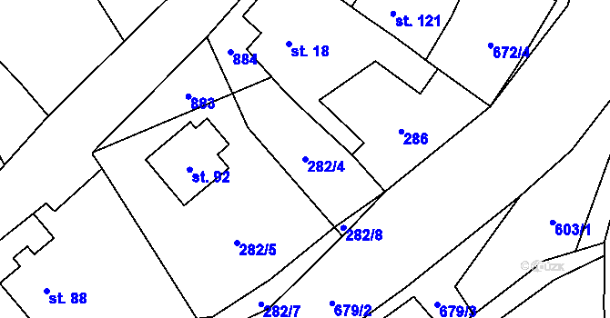 Parcela st. 282/4 v KÚ Hukovice u Velké Kraše, Katastrální mapa