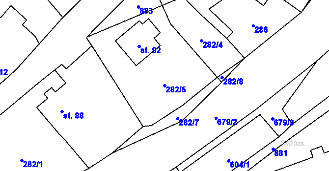 Parcela st. 282/5 v KÚ Hukovice u Velké Kraše, Katastrální mapa