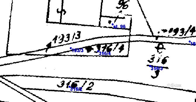 Parcela st. 316/4 v KÚ Hukovice u Velké Kraše, Katastrální mapa