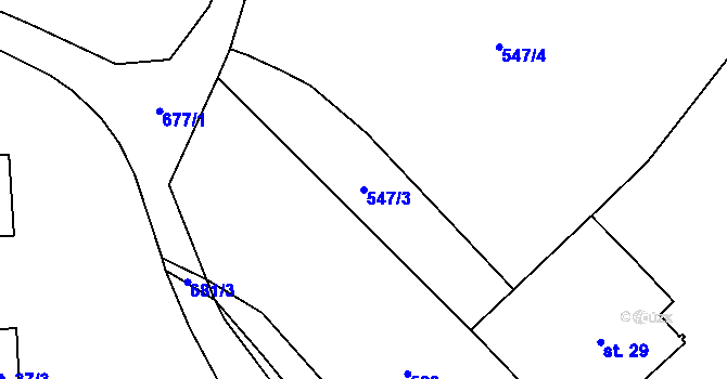 Parcela st. 547/3 v KÚ Hukovice u Velké Kraše, Katastrální mapa