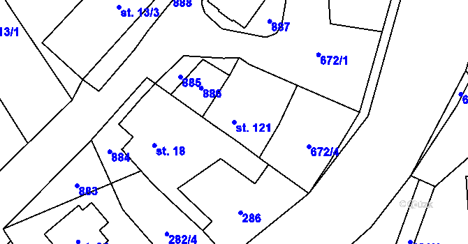 Parcela st. 121 v KÚ Hukovice u Velké Kraše, Katastrální mapa