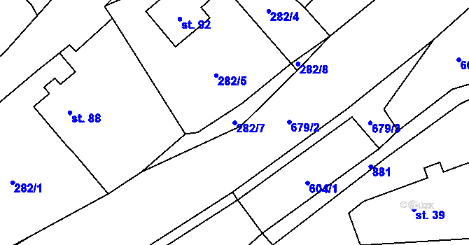 Parcela st. 282/7 v KÚ Hukovice u Velké Kraše, Katastrální mapa