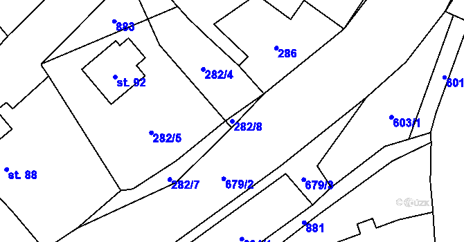 Parcela st. 282/8 v KÚ Hukovice u Velké Kraše, Katastrální mapa