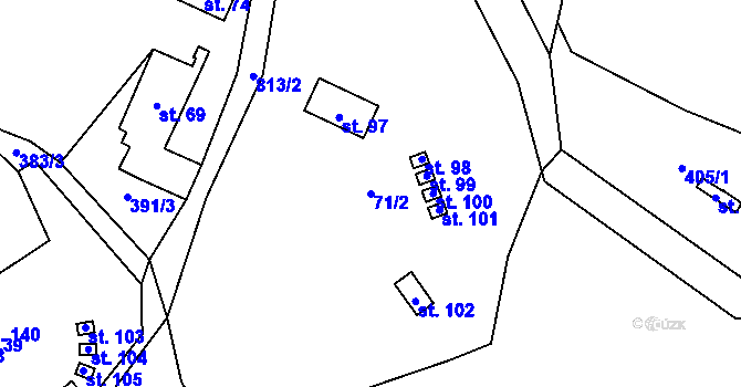 Parcela st. 71/2 v KÚ Malá Kraš, Katastrální mapa