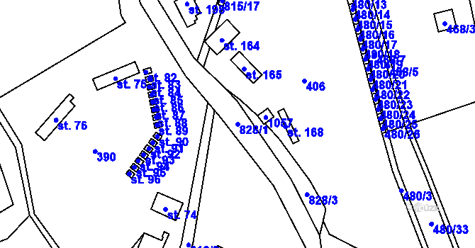 Parcela st. 828/1 v KÚ Malá Kraš, Katastrální mapa