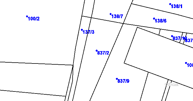 Parcela st. 837/2 v KÚ Malá Kraš, Katastrální mapa