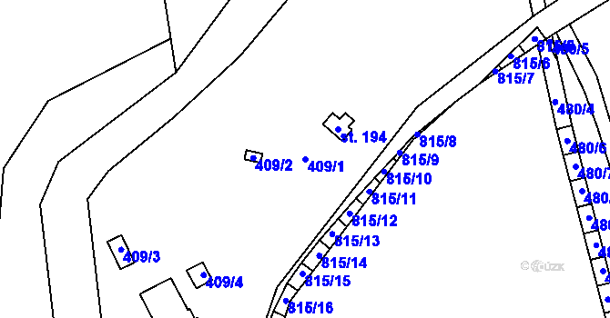 Parcela st. 409/1 v KÚ Malá Kraš, Katastrální mapa