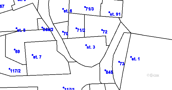 Parcela st. 3 v KÚ Velká Lečice, Katastrální mapa