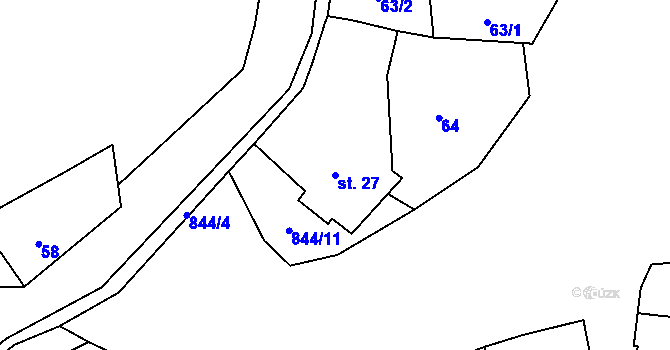 Parcela st. 27 v KÚ Velká Lečice, Katastrální mapa