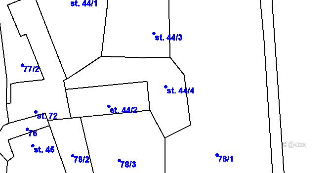 Parcela st. 44/4 v KÚ Velká Lečice, Katastrální mapa