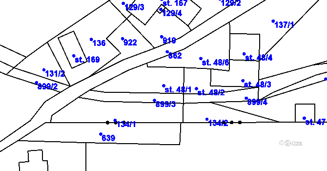 Parcela st. 48/1 v KÚ Velká Lečice, Katastrální mapa