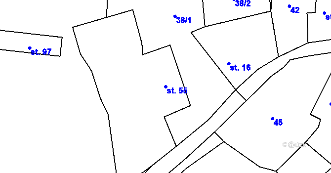 Parcela st. 55 v KÚ Velká Lečice, Katastrální mapa