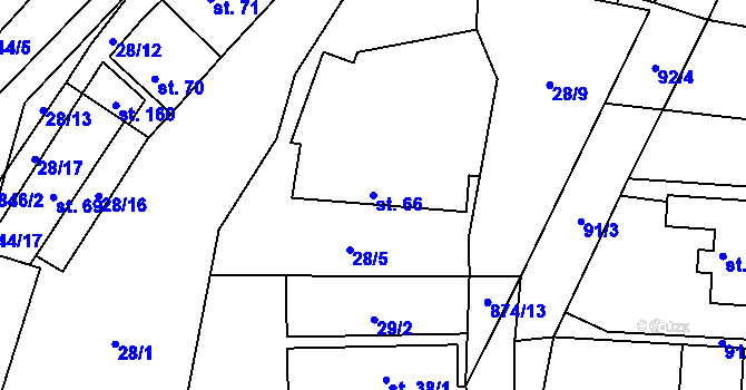 Parcela st. 66 v KÚ Velká Lečice, Katastrální mapa