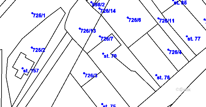 Parcela st. 79 v KÚ Velká Lečice, Katastrální mapa