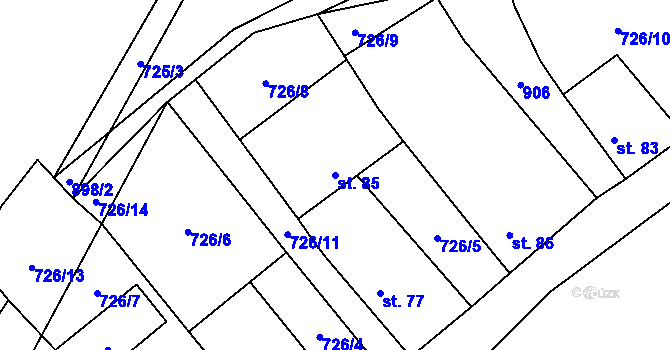 Parcela st. 85 v KÚ Velká Lečice, Katastrální mapa