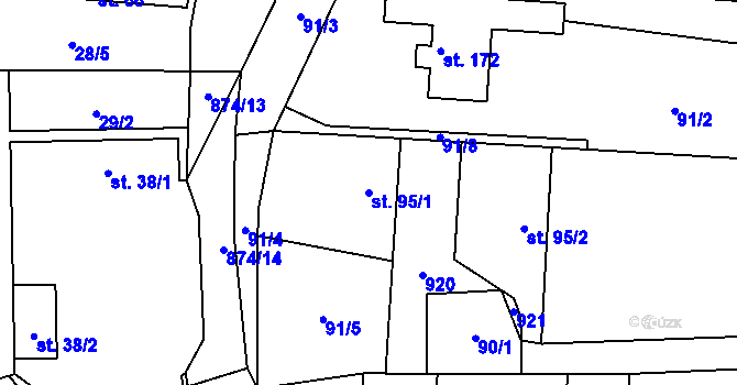Parcela st. 95/1 v KÚ Velká Lečice, Katastrální mapa