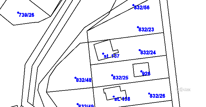 Parcela st. 137 v KÚ Velká Lečice, Katastrální mapa