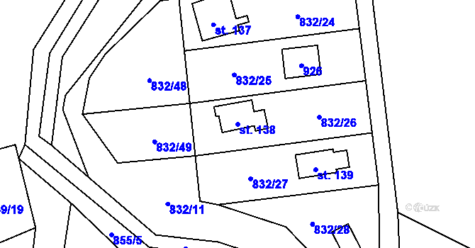 Parcela st. 138 v KÚ Velká Lečice, Katastrální mapa