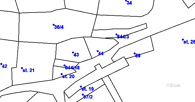 Parcela st. 44 v KÚ Velká Lečice, Katastrální mapa