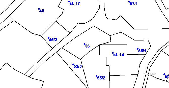 Parcela st. 56 v KÚ Velká Lečice, Katastrální mapa