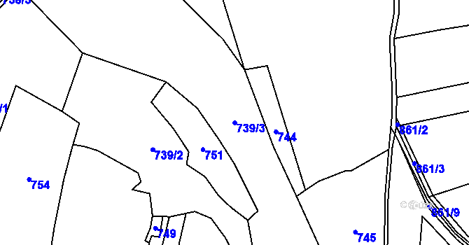 Parcela st. 739/3 v KÚ Velká Lečice, Katastrální mapa
