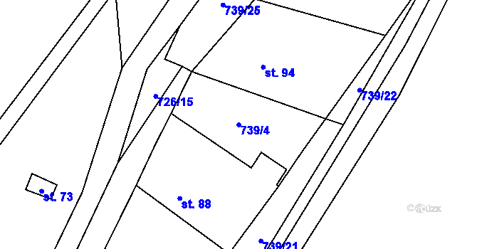Parcela st. 739/4 v KÚ Velká Lečice, Katastrální mapa