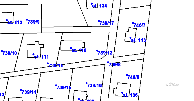 Parcela st. 739/12 v KÚ Velká Lečice, Katastrální mapa