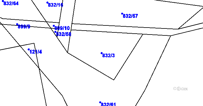 Parcela st. 832/3 v KÚ Velká Lečice, Katastrální mapa