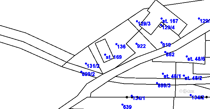 Parcela st. 169 v KÚ Velká Lečice, Katastrální mapa