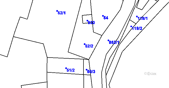 Parcela st. 52/2 v KÚ Velká Lečice, Katastrální mapa