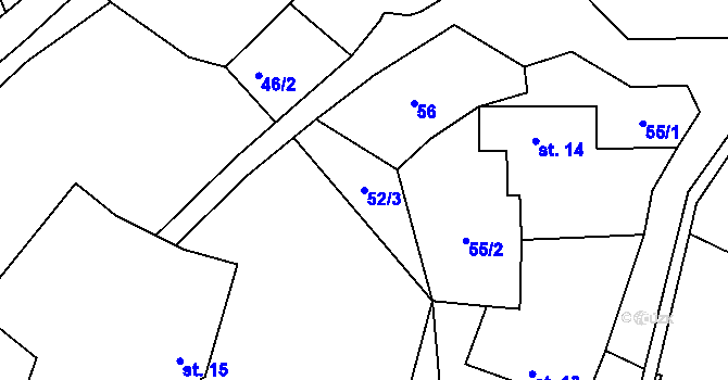 Parcela st. 52/3 v KÚ Velká Lečice, Katastrální mapa